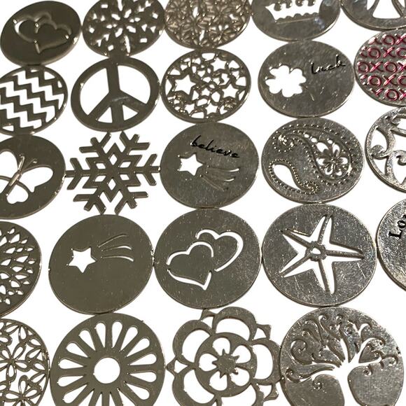 75-Piece Silver Metal 22mm Decorative Circle Floating Locket Jewelry Supplies - Picture 8 of 12